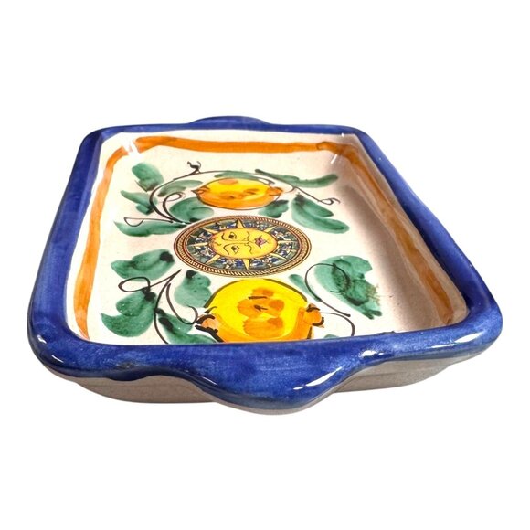 Vtg Italian Ceramic Rectangular Tray Celestial Sun Lemon Design Signed Stefano - Picture 9 of 9